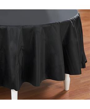 Black Velvet (Black) Round Plastic Tablecover