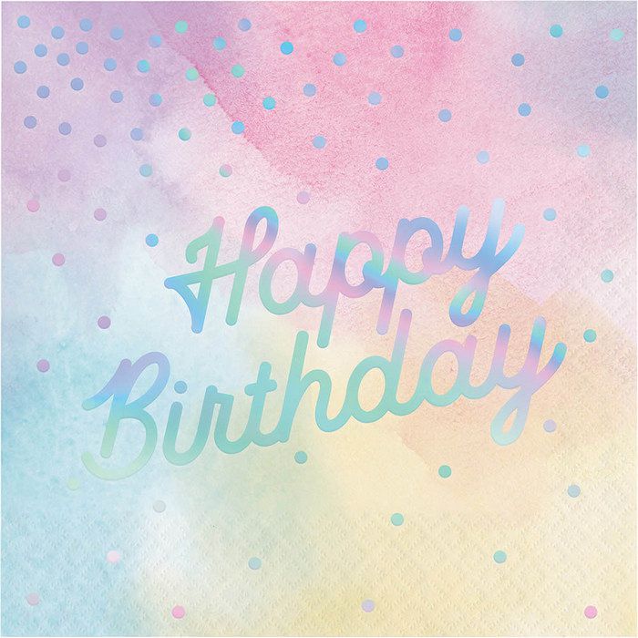 Iridescent 'Happy Birthday' Lunch Napkin (16) - PartyBell.com