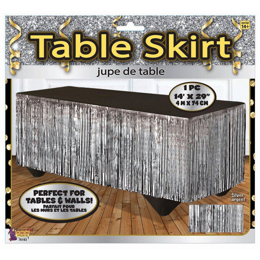 Silver Tinsel Table Skirt