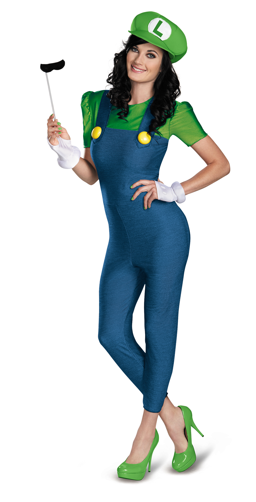 Super Mario Bros Deluxe Luigi Female Adult Costume 