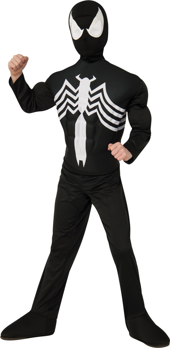 Ultimate Black SpiderMan Muscle Chest Kids Costume