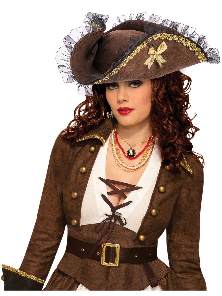 Brown Tricorn Pirate Adult Hat