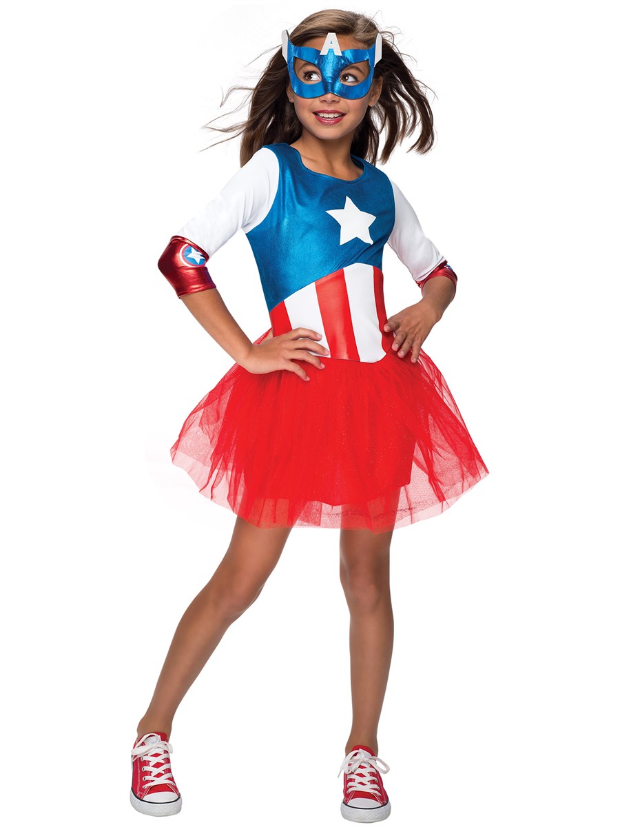 American Dream Metallic Captain America Girls Child Costume