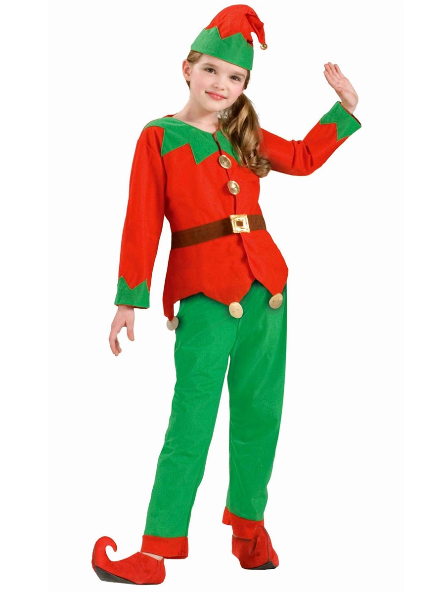 Velvet Elf Child Costume - Santa's Helper Outfit With Tunic, Pants & Hat