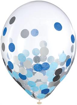 Blue and Silver Confetti Balloons