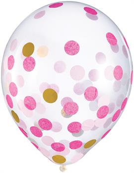 Gold and Pink Confetti Balloons
