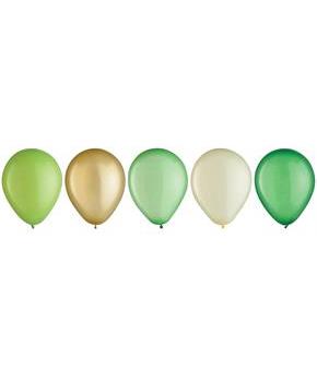 Natural Green and Gold 11 in. Latex Balloon Assortment