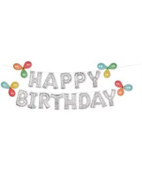 Happy Birthday Glitter Confetti Air Filled Balloon Banner Kit