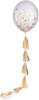 24 in. Latex Baby Pink Confetti Balloon with Tassel Tail