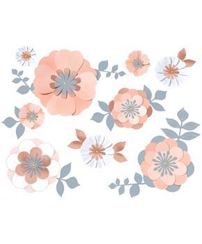 Rose Gold Floral 3D Wall Decorations