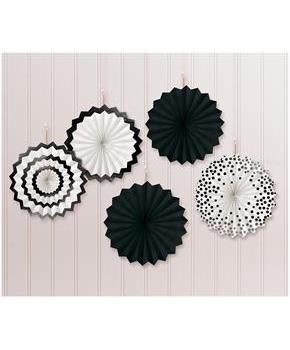 Jet Black 5 in. Hot Stamped Paper Fans