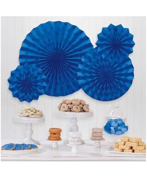 Bright Royal Blue Glitter Paper Fans