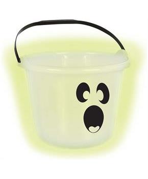 Glow in the Dark 7 in. x 8.75 in. Ghost Treat Bucket