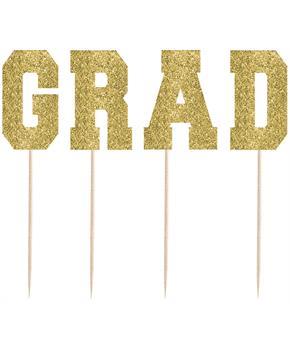 7"  Tall Glitter Gold Grad Party Picks
