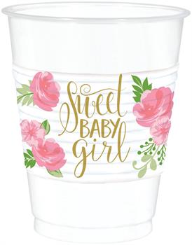 Floral Baby Shower 16 oz. Plastic Cups