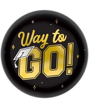 14"  Way to Go Grad Metallic Plastic Round Platter