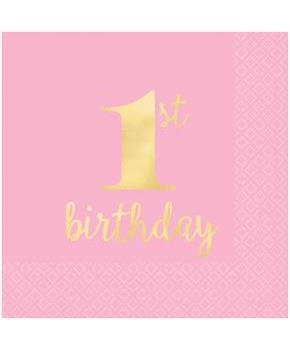 Premium First Birthday Beverage Napkins