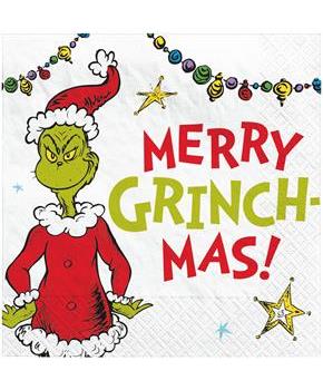 Dr. Seuss Merry Grinchmas 5 in. Beverage Napkins