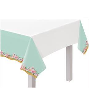 Mint To Be Bridal Shower 54 in. x 96 in. Plastic Table Cover with Scalloped Edges