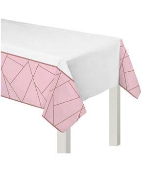 Blush Wedding 54 in. x 102 in. Plastic Table Cover