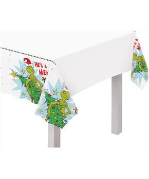 Dr. Seuss He's a Mean One Grinch Christmas 54 in. x 102 in. Plastic Table Cover