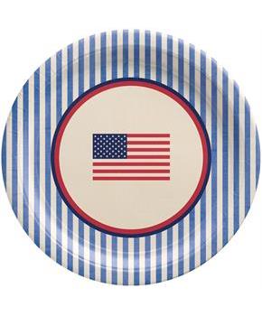 Americana Stripe 10.5 in. Round Paper Dinner Plates