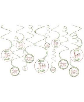 Love and Leaves Bridal Shower Swirl Decorations Value Pack