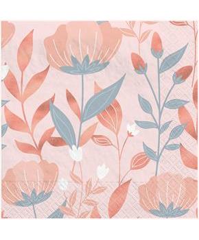Rose Gold Floral Beverage Napkins