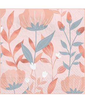 Rose Gold Floral Lunch Napkins