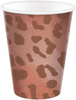Rose Gold Leopard 12 oz. Paper Cups