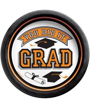 You Did It Grad Orange Paper 6.75"  Dessert Plates