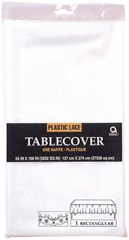 White Lace 54 in. x 108 in. Plastic Table Cover
