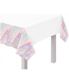 Pastel Marble 54in. X 102 in. Plastic Table Cover