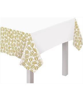 Gold Motif 54 in. x 102 in. Plastic Table Cover