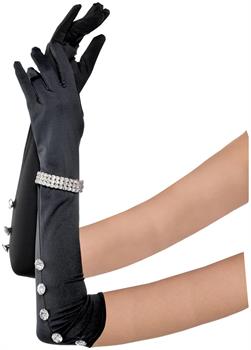 Roaring 20's Extra Long Satin Rhinestone Gloves