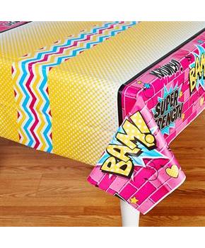Superhero Girl Plastic Tablecover