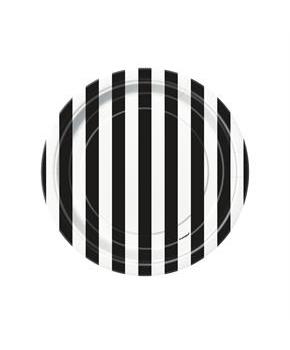 Black Stripe Dessert Plates