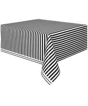 Black Stripe Plastic Tablecover
