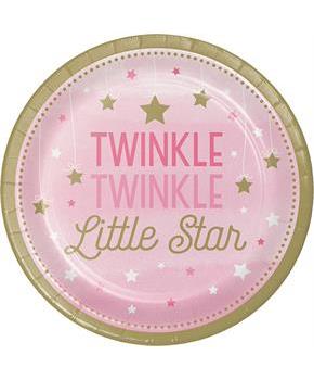 Twinkle Twinkle Little Star Pink 9" Dinner Plates
