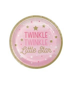 Twinkle Twinkle Little Star Pink 7" Dessert Plates