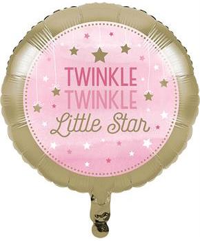 Twinkle Twinkle Little Star Pink Foil Balloon