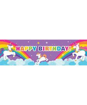 Fairytale Unicorn Party Birthday Banner-(18" x 61")