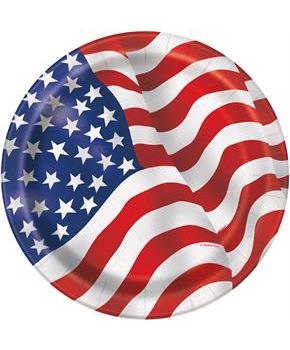 Patriotic USA Flag Dinner Plates (8)