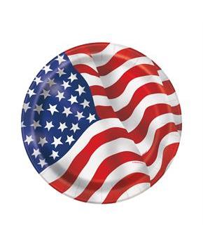 Patriotic USA Flag Dessert Plates (8)
