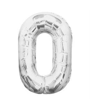 Jumbo Silver Foil Balloon-Number 0