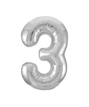 Jumbo Silver Foil Balloon-Number 3