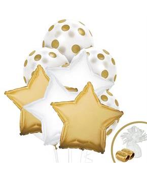 Gold & White Balloon Bouquet