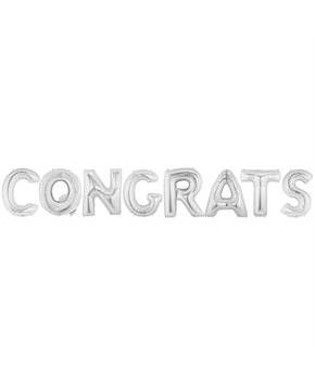 Jumbo Silver Foil Balloons-CONGRATS 