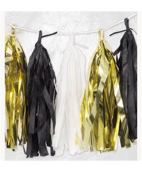 Tissue Garland - Black, White, Gold