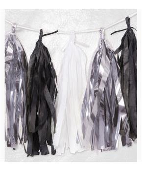 Tissue Garland - Black, White, Silver